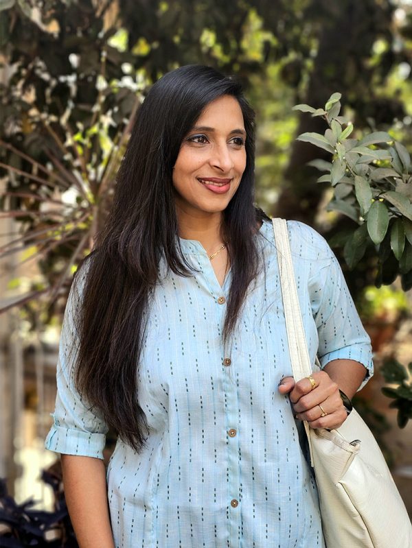 Cotton Kurta-Style Shirt - Light Blue - Image 2