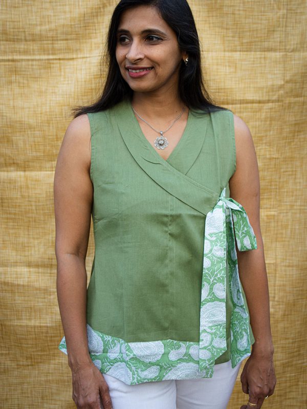 Trendy Knot Top - Olive Green - Image 2