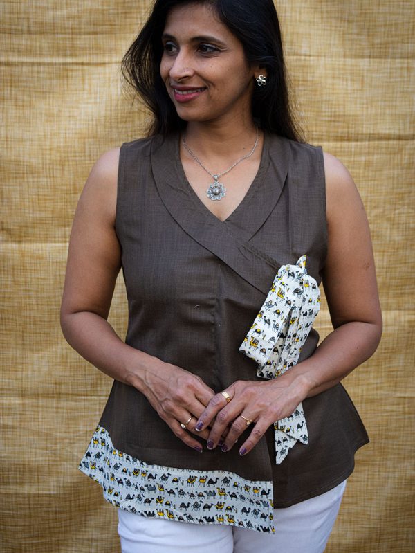 Trendy Knot Top - Khaki - Image 2