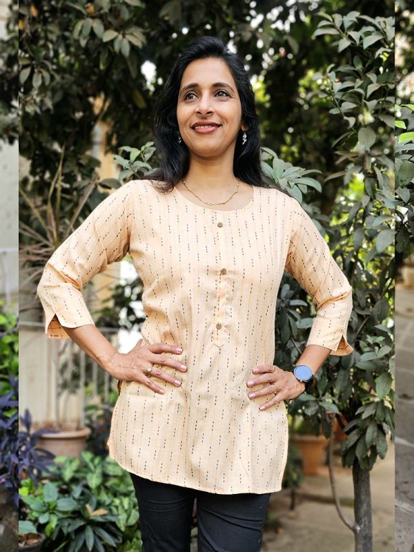 Cotton Kurta-Style Shirt - Light Yellow - Image 5