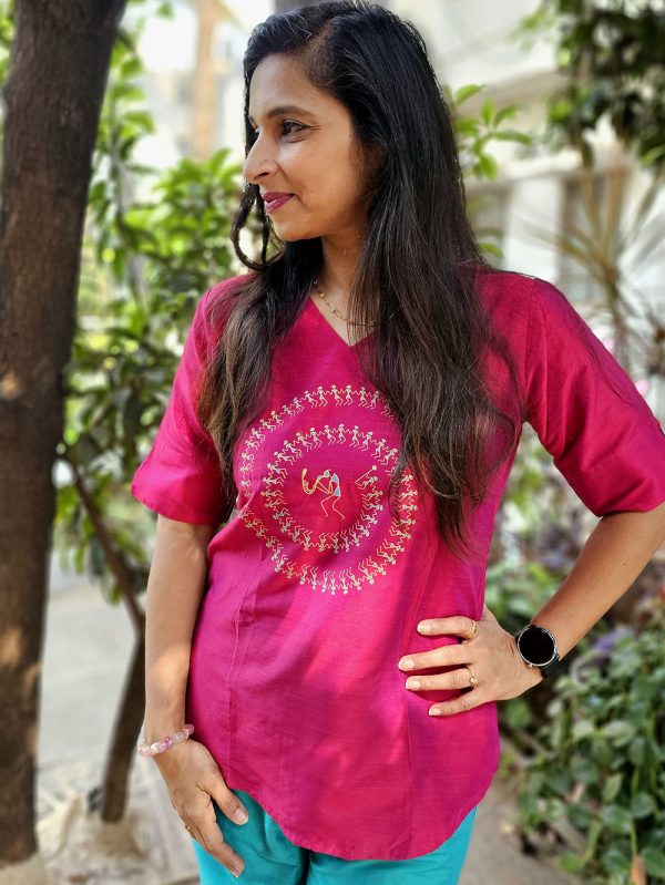 Warli | Tarpa Design - Rani Pink - Image 2